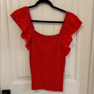 a new day Red Ruffle Sleeve Top